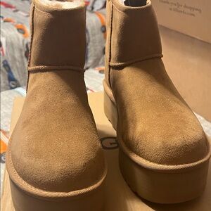 Tan Suede Platform Boots